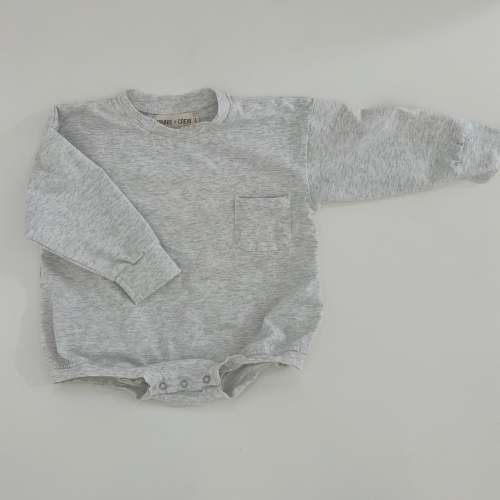 Harley Pocket Romper in Heather Grey