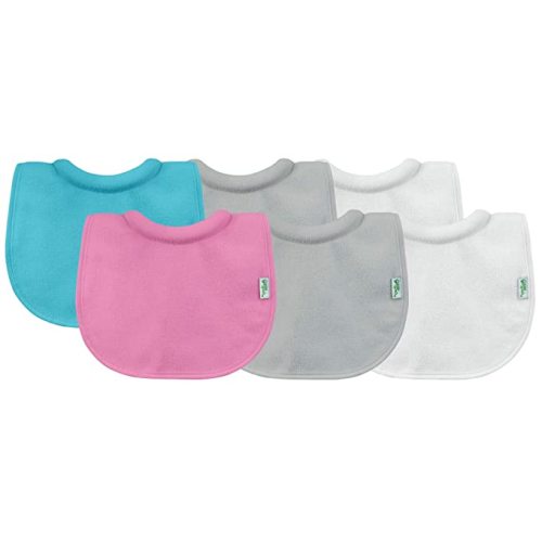 green sprouts Stay-dry Milk Catcher Bibs (6 Pack) | Collar absorbs milk to prevent rashes | Waterproof inner layer, Absorbent terry cotton, Machine washable - Pink/Aqua - 6pk