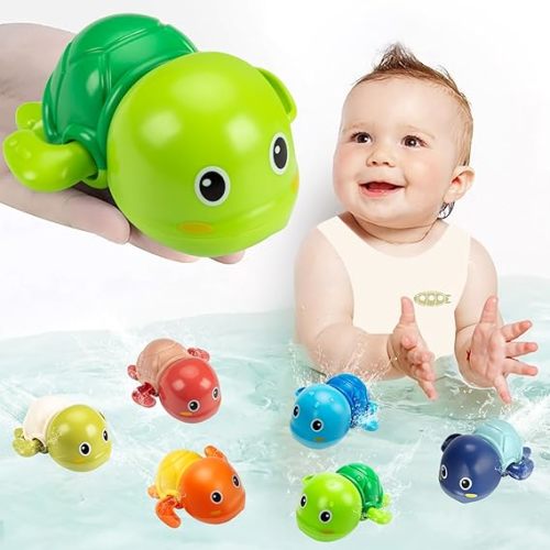 Bath Toys, 6 Pack Swimming Turtle Baby Bath Toys for Toddler 1-3, Water Pool Floating Wind Up Toys for 1 Year Old Boy Girl Gifts, Infant Toddlers Kids Bathtub Toys