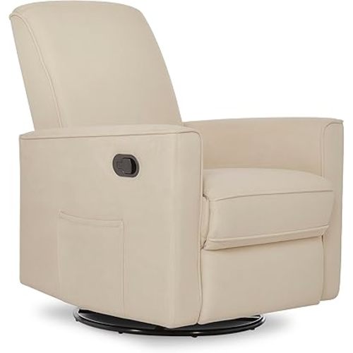 Evolur Raleigh Upholstered Plush Seating Glider Swivel, Rocker Chair for Nursery in Shell, Modern Recliner, Tool-Free Assembly, Easy to Clean, Environmentally Conscious Glider