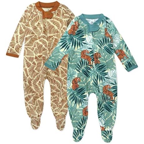 HonestBaby Baby Girls' 2-Pack Sleep and Play Footed Pajamas One-Piece Sleeper Jumpsuit Zip-front Pjs Organic Cotton