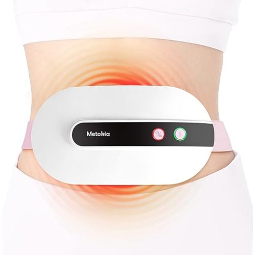 Portable Cordless Heating Pad, Heating Pad for Back Pain with 3 Heat Levels & 3 Vibration Massage Modes, Portable Electric Fast Heating Belly Wrap Belt for Women and Girl(White)