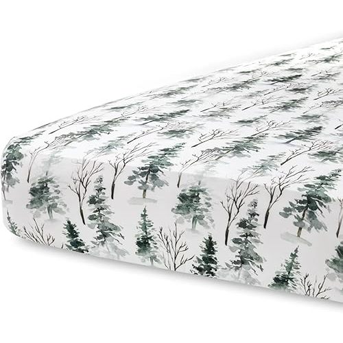 Pobibaby 2 Pack Fitted Crib Sheets for Boys - Premium Cotton Blend Baby Woodland Crib Sheet Set, Soft Breathable Toddler Bed Sheets for Standard Mattress, Boys Nursery Bedding 52x28 (Magical Woods)