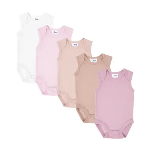 4Baby 5 Pack Bodysuit Sleeveless Pink Multi | Baby Bunting AU