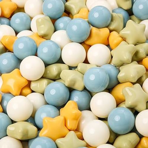 TRENDPLAY Star Ball Pit Balls 50 100 200 500 for Toddlers - Ball Pit Ball Shapes Plastic Balls for Boys Girls Ball Pit Fun, Birthday Party, Christmas Decoration
