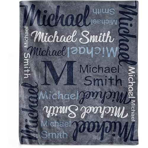 Personalized Baby Blankets for Boys, Custom Blanket with Name Flannel Toddler Throw Blanket Baby Essentials Personalized Gifts for Kids, Baby Newborn, Newmom, Adults