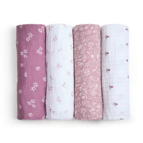 aden + anais heritage floral organic cotton muslin swaddles 4 pack