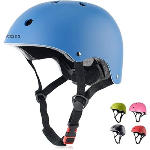 BURSUN Kids Bike Helmet Ventilation & Adjustable Toddler Helmet for Ages 2-14 Kids Boys Girls Multi-Sport Helmet for Skateboard Roller Skateing Bicycle Scooter blance Bike