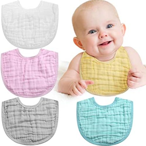 Tatuo 10 Pieces Muslin Adjustable Baby Bandana Drool Bibs for Drooling Baby