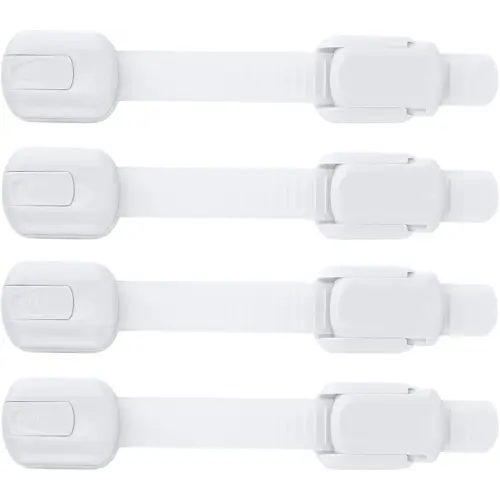 Child Safety Strap Locks (4 Pack) Baby Proof Cabinets, Drawers, Fridge, Toilet & Trash Cans – 3M Adhesive Childproof Locks – Jool Baby