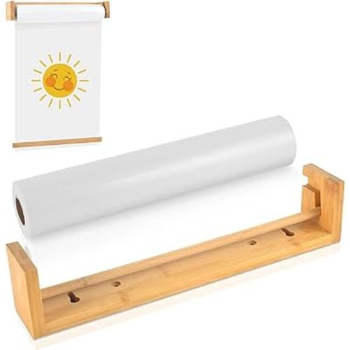 12 Inch White Craft Paper Roll With Easel Paper Roll Holder Wall Mount Kraft Paper Roll Holder White Wrapping Paper Roll Dispenser For Kitchen Diy Room Office School Business
