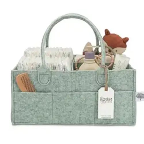 Parker Baby Diaper Caddy - Nursery Storage Bin and Car Organizer for Diapers and Baby Wipes - Sage Green, Large