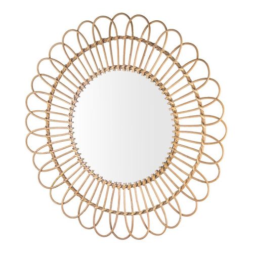 American Art Décor Rattan Sunburst Wall Mirror
