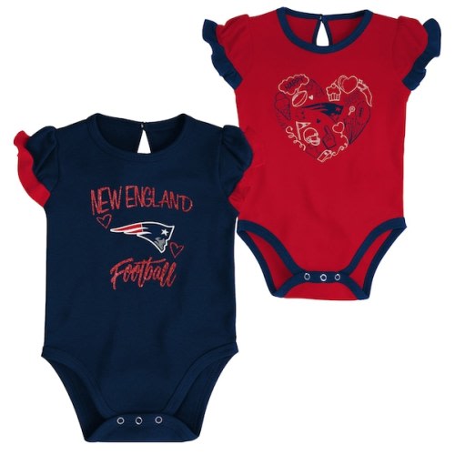 New England Patriots Newborn & Infant Too Much Love Two-Piece Bodysuit Set - Navy/Red