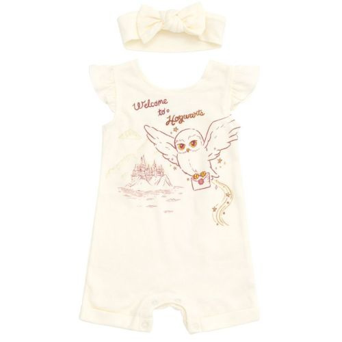 Harry Potter Hedwig French Terry Romper Headband Newborn to Infant