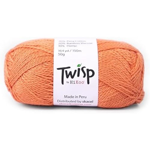 Twisp Yarn, Soft Yarn Skein for Knitting, Crocheting, and Crafts, Pima Cotton, Bamboo Viscose and Hemp, 164 Yards, #6016 - Coral