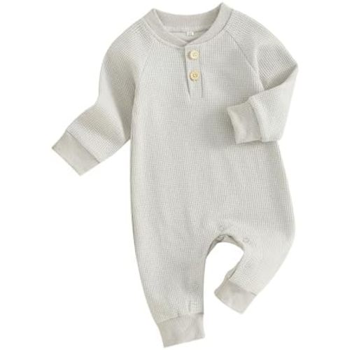 Kuriozud Newborn Infant Unisex Baby Boy Girl Clothes Button Romper Jumpsuit Basic One Piece Outfits