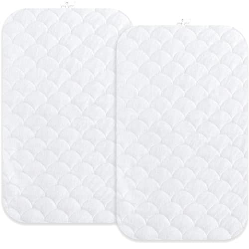 Joey + Joan Waterproof Bassinet Mattress Pad Cover Compatible with Baby Delight Beside Me Dreamer Bassinet – 2 Pack Quilted Mattress Protector Made from Ultra Soft Bamboo Viscose Terry – 21" x 33"