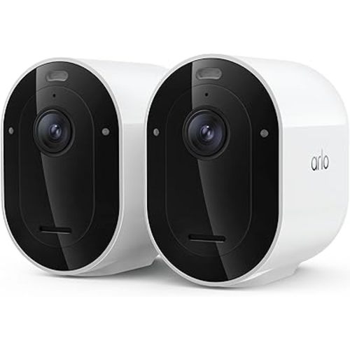 Arlo Pro Security Camera 2K HDR (6th Gen, 2025 Release) - Wireless Outdoor Camera, Rechargeable Removeable Battery, Event Captions, Emergency Response, 1-Month Trial of Secure Plan, 2 Cam, White