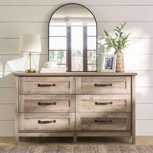 Better Homes & Gardens Modern Farmhouse 6-Drawer Dresser, Rustic Gray Finish