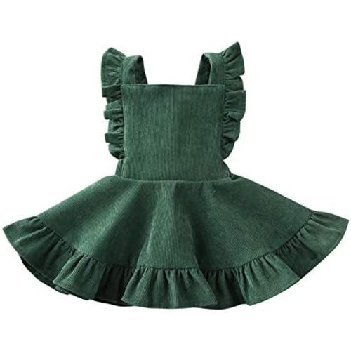 Karuedoo Baby Girls Velvet Suspender Skirt Infant Toddler Ruffled Casual Strap Sundress Summer Outfit Clothes