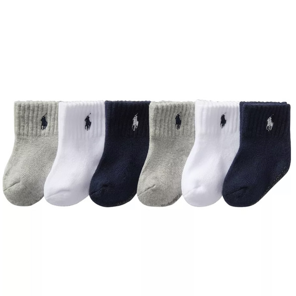 Baby Boys Polo Baby Sport Quarter Socks, 6 Pack