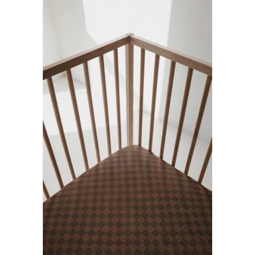Muslin Crib Sheet | Faded Brown Checkerboard