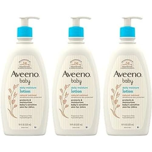 AVEENO BABY Daily Moisture Lotion with Colloidal Oatmeal & Dimethicone, 3 X 18 Fl. Oz, 54.0 Fl Oz (Pack of 3)