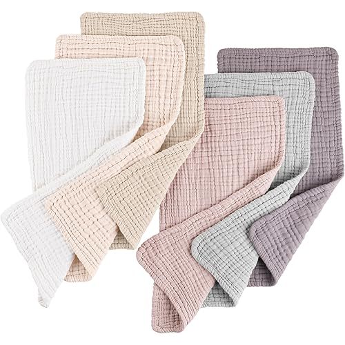 Konssy Muslin Baby Burp Cloths Sets for Unisex- 6 Pack Large 100% Cotton Burping Clothes for Newborn，Baby Girls and Boys