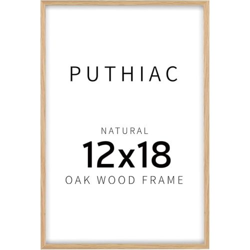 12x18 Oak Wood Picture Frame - Minimalist 12x18 Poster Frame, 12"x18" Picture Frame Wood, Natural Solid Wooden Picture Frames for Wall Art Photo and Prints(1 Pack, Beige)