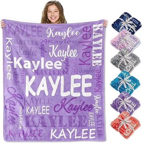 Corissy Ships Next Day, Personalized Blankets and Throws Custom Blanket with Name Customized Flannel Blanket for Kids Christmas Blanket Gifts for Teen Girls Boys