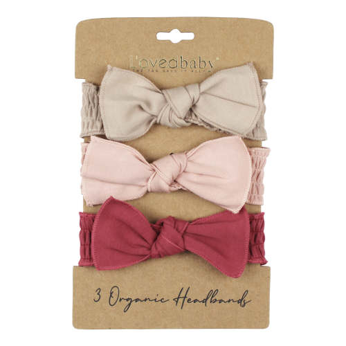 Organic Smocked Headband 3-Pack in Rose Apple Butter – L'ovedbaby