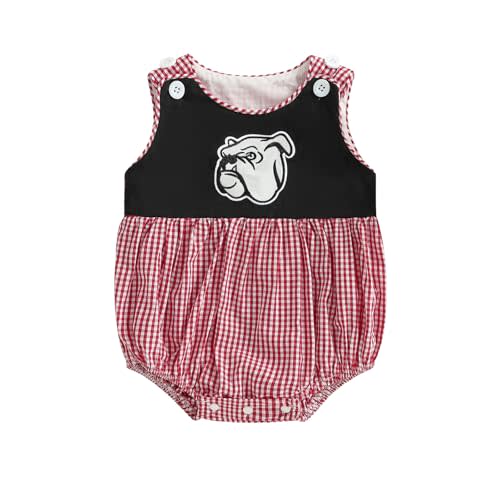 Aiwpstoin Newborn Baby Boy Football Bubble Romper University Sports Fan Sleeveless Plaid Bodysuit Overalls Clothes