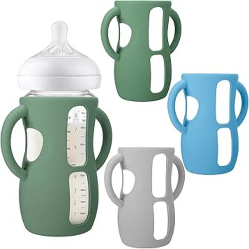BUSOHA 3 Pack Silicone Sleeves for Avent Natural Baby Bottles - Drop Protection Baby Bottle Holder with Handle Compatible with Philips Avent Anti Colic Baby Bottles,8 Ounce