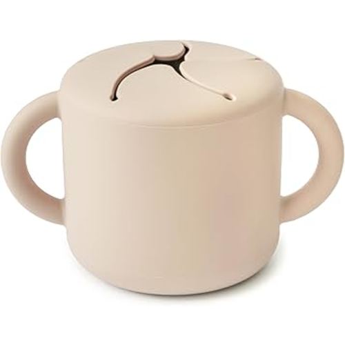 mushie Silicone Snack Cup | Spill Proof Food Container for Toddler and Baby (Shifting Sand)