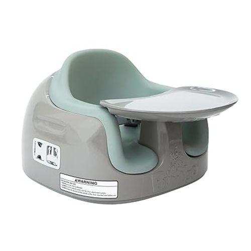 Bumbo 3-in-1 Baby and Toddler Multi Seat for Babies 6 to 36 Months, Breige/Agave - Floor Seating, High Chair, or Booster with Adjustable Height and Removable Tray