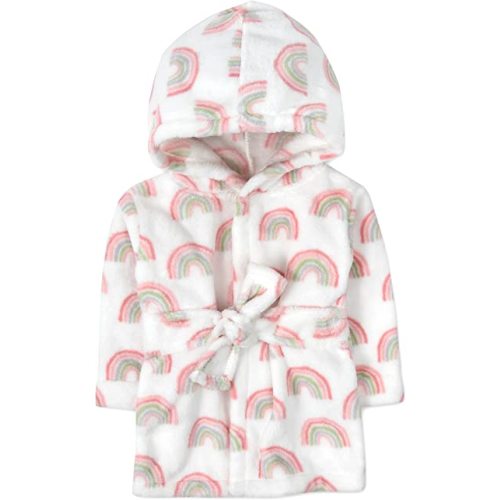 Baby and Infant Bath Robe with Hood and Baby Beach Cover Up for Boys and Girls 0-9 Months (Radiant Rainbows)