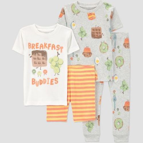 Carter's Just One You® Toddler Boys' 4pc Short Sleeve Cotton Snug Fit Brunch Pajama Set - Orange 4T