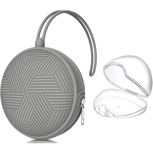 Smlpuame Pacifier Holder Case,BPA Free Portable Pacifier Storage Container,Silicone Baby Pacifier Cover Pouch for Diaper Bag Stroller,Travel Outdoor Activities,Easy to Clean(Grey)
