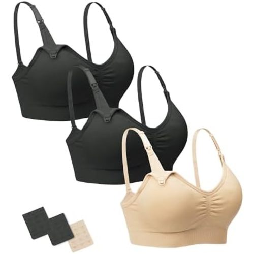 Stelle Nursing Bras Maternity Bra for Breastfeeding Pregnancy Wireless Bralette with Pads, Extenders & Clips