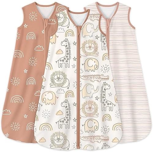 Yoofoss Baby Sleep Sack 6-12 Months 0.5 Tog Wearable Blanket for Baby, 3 Pack 100% Organic Cotton Infant Toddler Sleeping Sack 2-Way Zipper Lightweight Sleep Sack