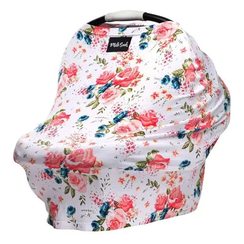 Milk Snob Original 5-in-1 Cover - Added Privacy for Breastfeeding, Baby Car Seat, Carrier, Stroller, High Chair, Shopping Cart, Lounger Canopy - Newborn Essentials, Nursing Top, French Floral