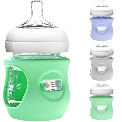 3 Pack Silicone Sleeve for Philips Avent Glass Bottle - Shatter Proof Natural Silicone Bottle Sleeve for Anti Colic Baby Bottles 8 oz & 4 oz - Anti Flow Sleeve for Infant Bottles