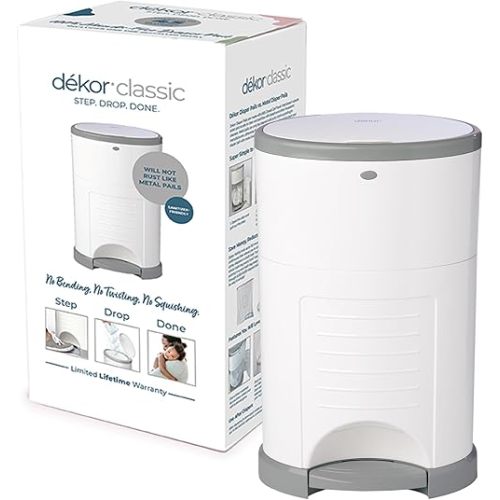 Diaper Dekor Classic Hands-Free Diaper Pail | White