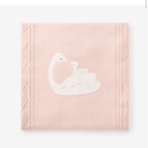 Swan Cotton Cable Knit Blanket – Elegant Baby
