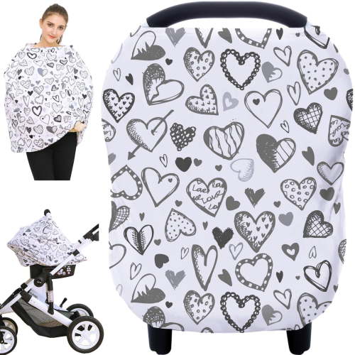Carseat Cover Boy and Girls - Multi-use Nursing Car Seat Canopy Cover for Breastfeeding, Infant Stroller Cover, High Chair Cover