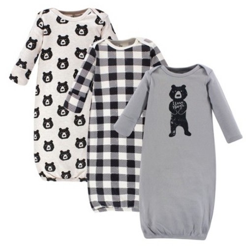 Yoga Sprout Baby Boy Cotton Long-Sleeve Gowns 3pk, Bear Hugs, Size: 0-6 months
