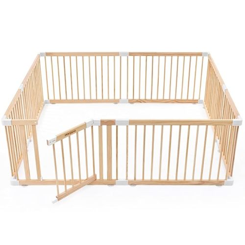 HARPPA Baby Gate Playpen for Babies and Toddlers Wooden Playpen Large Baby Fence Play Yards for Play Area 60 x 71.5 x 24 inch