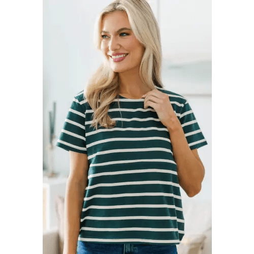 NURSING COLLECTION: Lucky You Green Striped Tee
