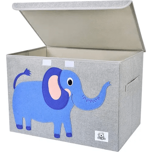 CLCROBD Foldable Large Kids Toy Chest with Flip-Top Lid, Collapsible Fabric Animal Toy Storage Organizer/Bin/Box/Basket/Trunk for Toddler, Children and Baby Nursery (Elephant)